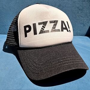 Pizza! Black and White Trucker Hat